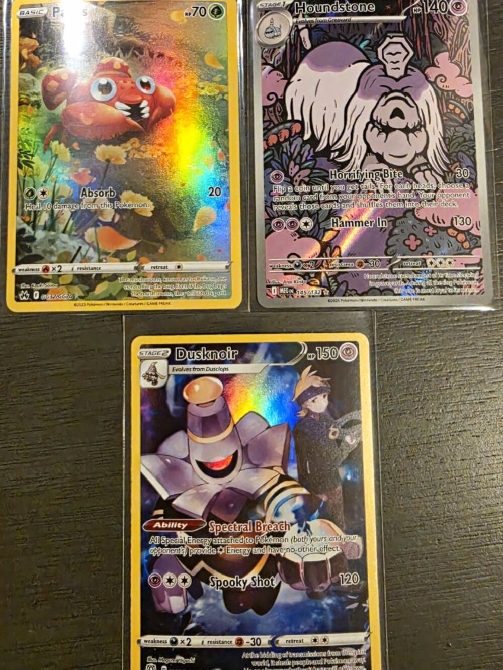 Nintendo Pokemon TCG 3-Card Holo Full Art Lot Paras GG32 Houndstone 145/132